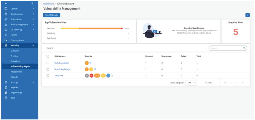 vulnerability management platform screenshot